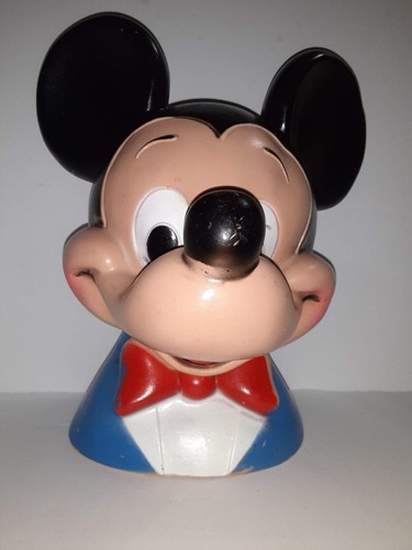 Hucha Cabeza Mickey Mouse DE COLECCIÓN 1971 Walt Disney 10.5" Play Pal Plásticos - Imagen 2 de 10