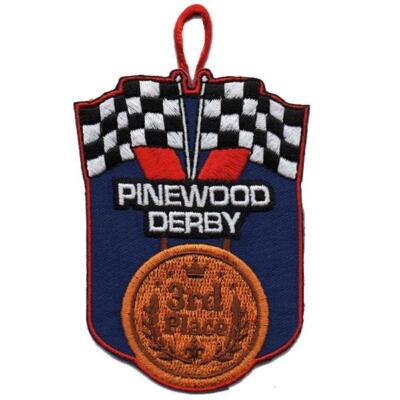 Boy Scouts of America BSA 3 inch 3rd PLACE Pinewood DERBY Patch Badges Loop NEW