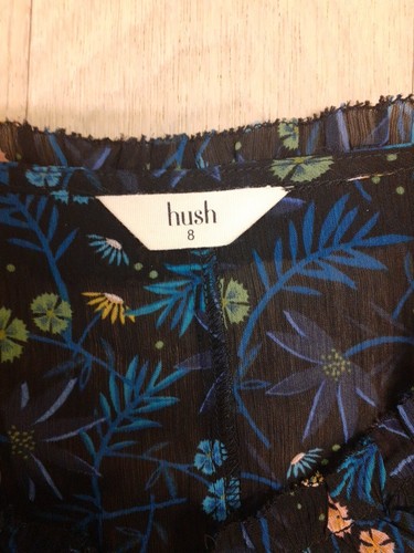 Hush Size 8 Black Floral Long Sleeved Tiered Dress With Attached Slip Lining - Picture 4 of 9