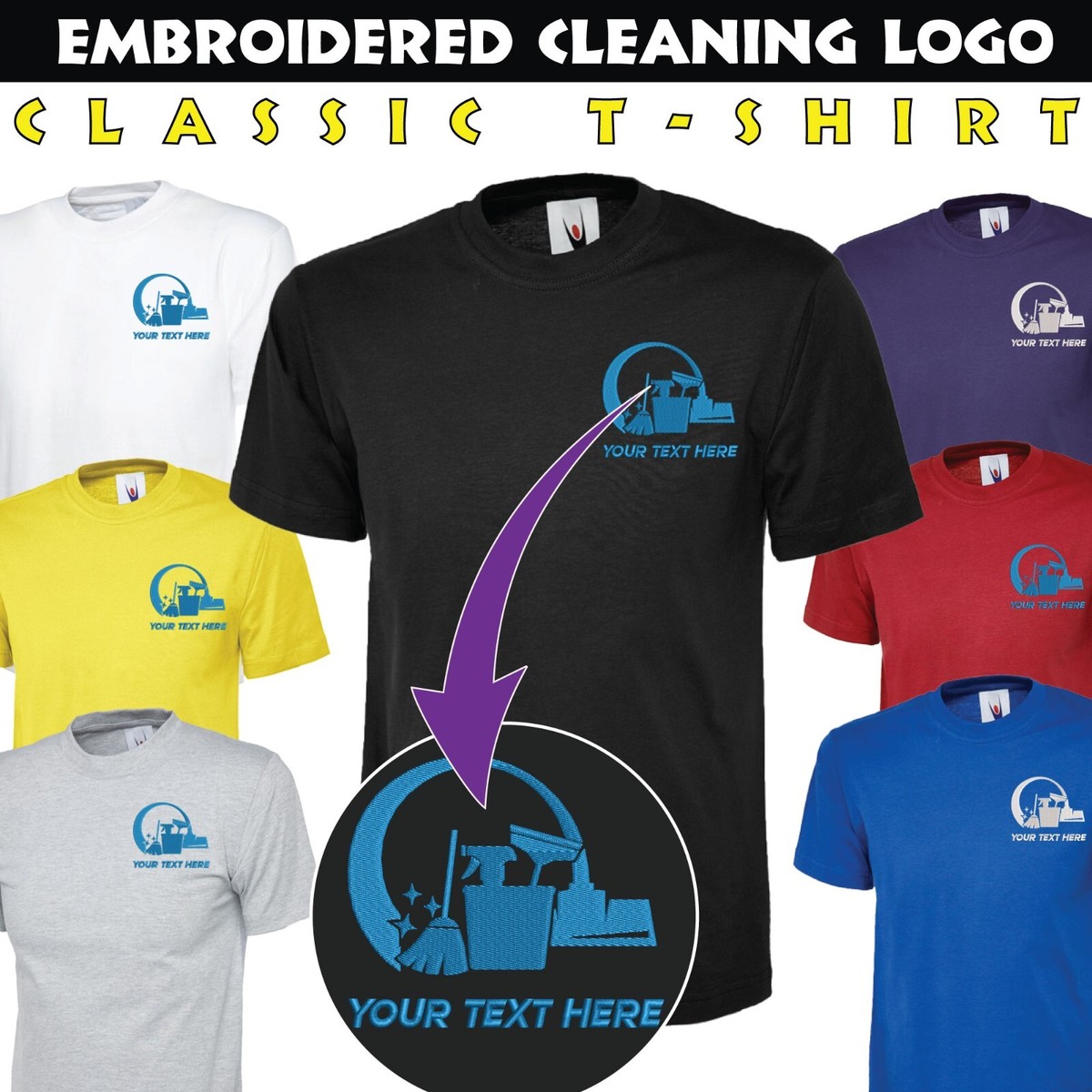 トップス cleaning staff Personalised Embroidered Cleaning Staff Uniform T-Shirt Cleaners