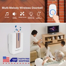 LED 4 Volume 1000FT Wireless Doorbell Chime 1 Plugin Receiver 1 Transmitter