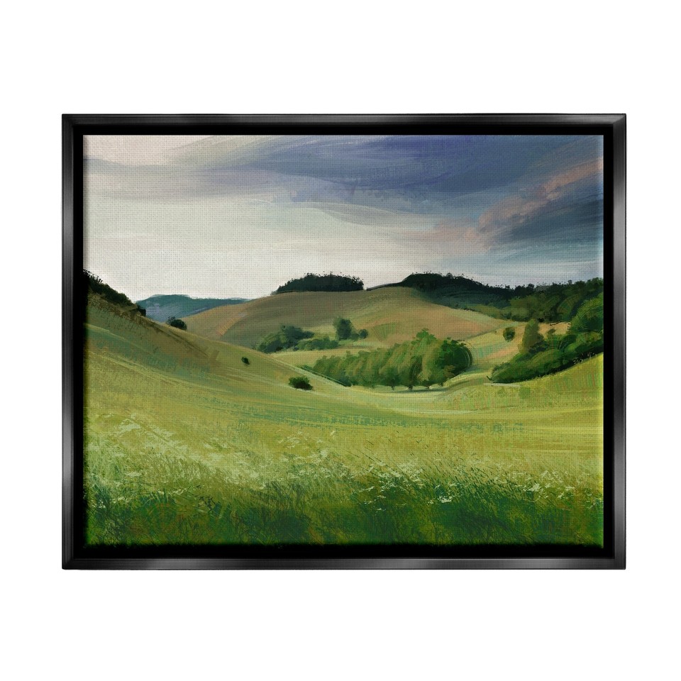 Stupell Rolling Country Hills Green Rural Meadow Fields Floater Frame