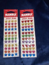 Vintage Hambly Studios Jazzy Gems Prismatic Domed Stickers Hearts & Stars
