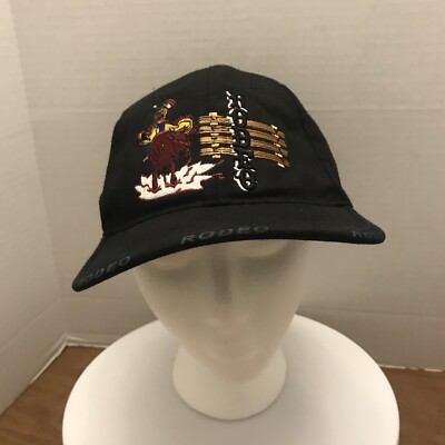 Black Rodeo Hat Cap Bull Riding Hook & Loop 