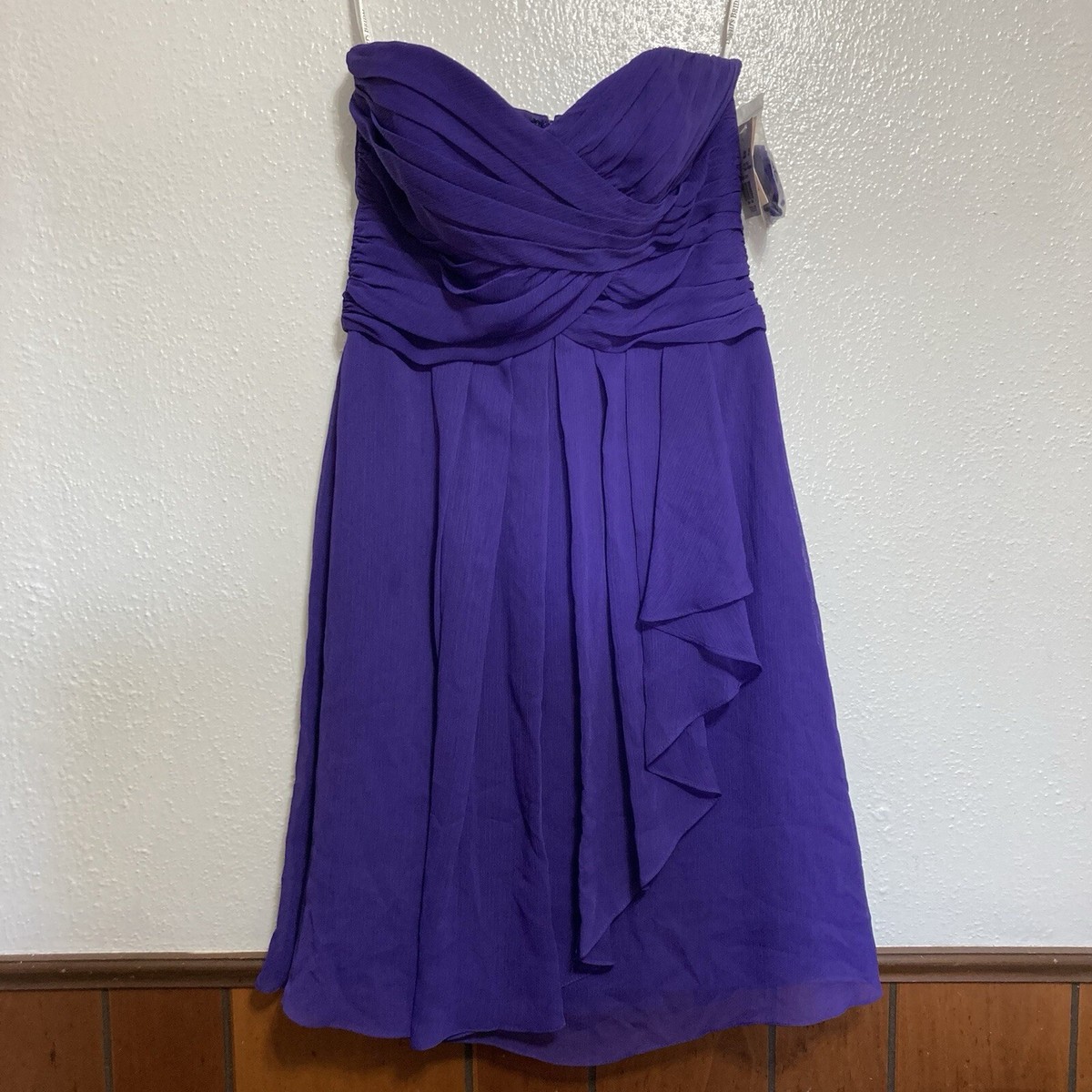 David's Bridal Regency Short Crinkle Chiffon Dress Purple/Regenc Size 2 NWT  | eBay