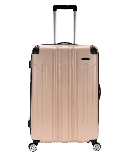 Hardside Expandable Luggage with Spinner Wheels Checked 28 Inch Beige