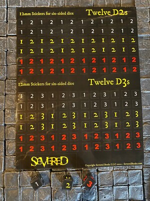 D2 and D3 dice sticker sheets - Mork Borg, OSR, Dungeon Crawl Classics DCC