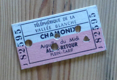Cable Car Ticket 1967 Aiguille du Midi Chamonix