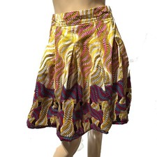 Francis  Benedict Women  s African Skirt Print Size M Medium Pleated Knee Length
