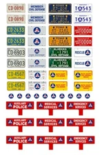 1/24 1/25 scale model car civil defense emergency vehicle license plates tags