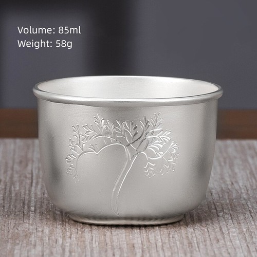 999 Sterling Silver Marked Tea Cup Health Care Chinese Pure Silver Master Cup - Picture 9 of 12