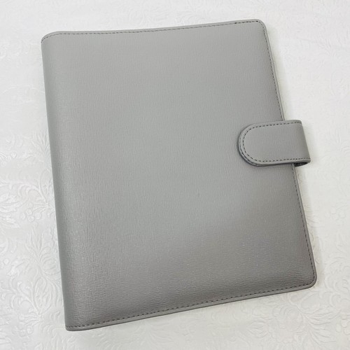 Cloth and Paper Foundations 6 Ring Ash Gray Leather Agenda Planner A5 Binder - Picture 3 of 21