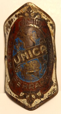 Ancien Head Badge Vélo FREGIO STEMMA TUSCE U.MARCHI FERRARA – Émail Blanc Vintage Pour Bicyclette