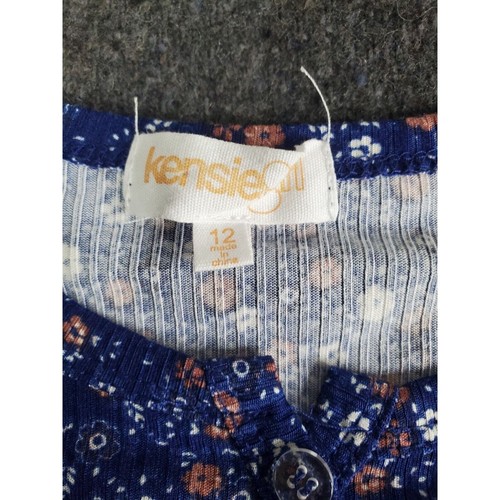 Kensie Girl Long Sleeve Floral Crop Top Navy Blue Clear Button Front Sz 12/NWT - Picture 2 of 6