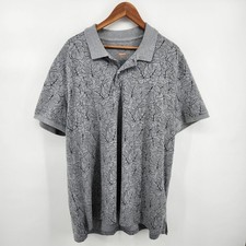 St. John's Bay Men's XL Performance Polo Gray Tropical Leaf Print