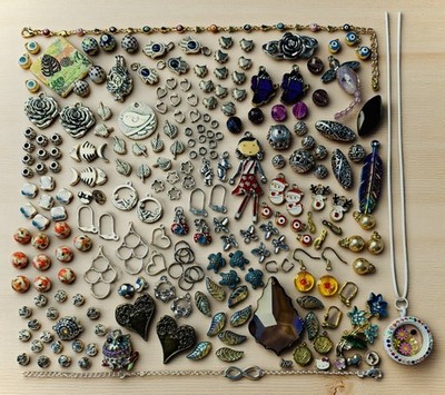Bead Charm Fashion Jewelry Bundle Silver Findings Crystals Owl 10 oz Sampler Lot