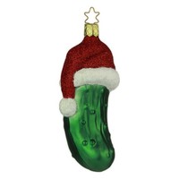 "Christbaumkugel Figur \"Weihnachtsgurke Mit MüTze\" Christbaumschmuck Glas"