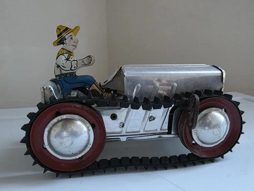 Marx Working Climbing Tractor With Tin Litho Farmer