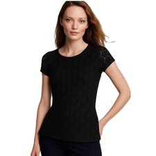 Banana Republic Short Sleeve Black Lace Peplum Top Size 6