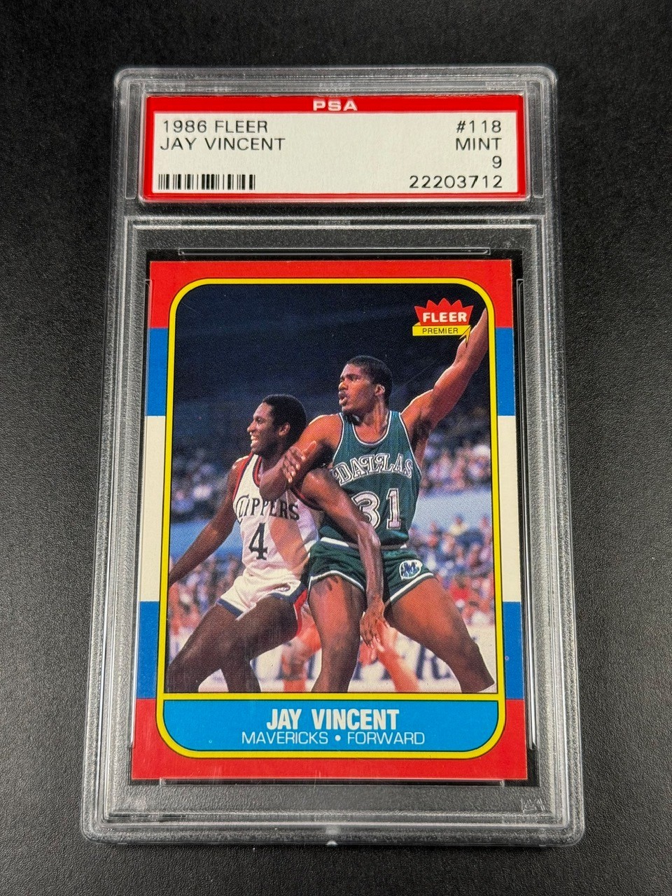 JAY VINCENT 1986 86-87 FLEER #118 CARD MINT PSA 9 NBA MAVERICKS (SET BREAK)