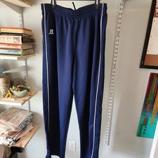 VTG XL 90s Russell Dri-Power Snap-Breakaway Pants Navy XL Streetwear