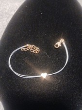 14 Kt Gold Heart Corded Bracelet Adjustable Closure Gold Tone 7-9 "