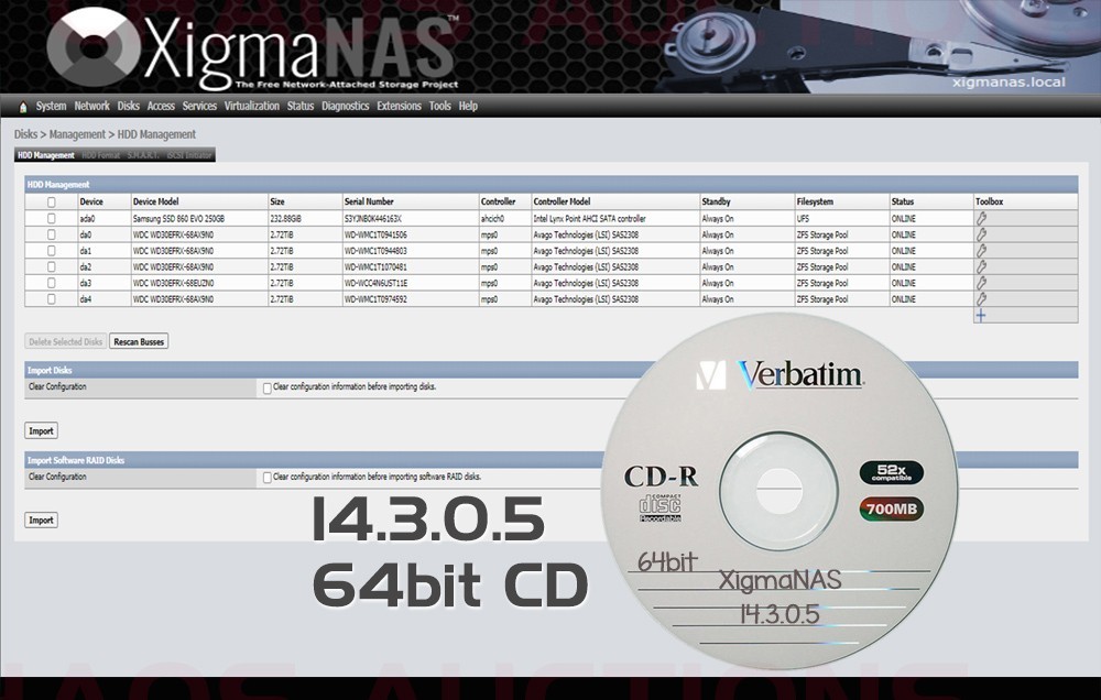 XigmaNAS 14.3.0.5 64bit CD