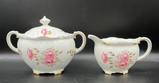 Royal Crown Derby PINXTON ROSES CREAMER & SUGAR SET - England