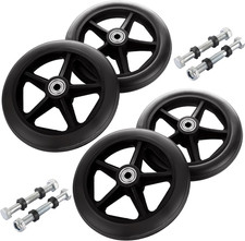 4 Pcs 6 Inch Walker Wheels Replacement, Solid Wheelchair Front Wheels, Anti-Slip