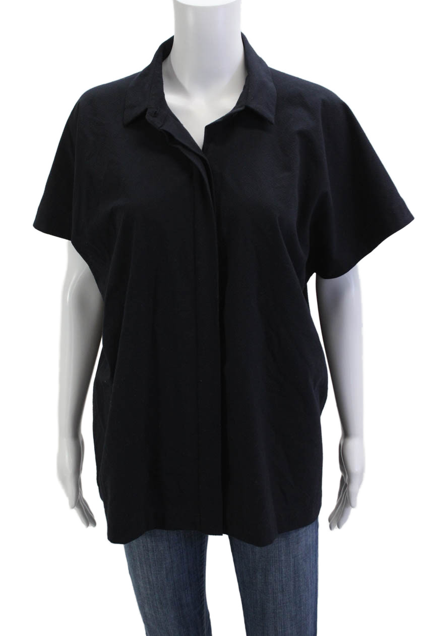 Maria + Cornejo Womens Collared Black Basic Butto… - image 1