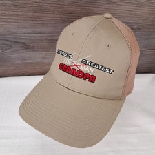 World's Greatest Grandpa Fisherman Meshback Baseball Hat Beige Cap, Signatures