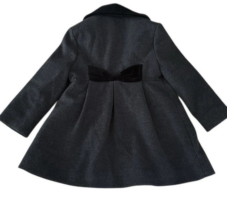 Chaquetón Rothschild gris imitación lana negro terciopelo borde trasero adorable 2T Foto 4 de 4