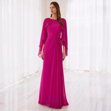 Bateau Neck Mother Of Bride Dress 3D Floral Formal Evening Gown