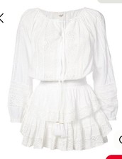 LoveShackFancy White Cotton Dress Size S Runs Large Pre-owned Good Condition