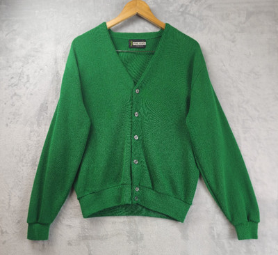 Vintage Pine State Sweater Mens Large Green Button Up Cardigan Knit Made USA 90s