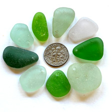 Surf Tumbled Sea Glass DRILLED Jewelry Quality 9 Larger Scale Naturally recycled
