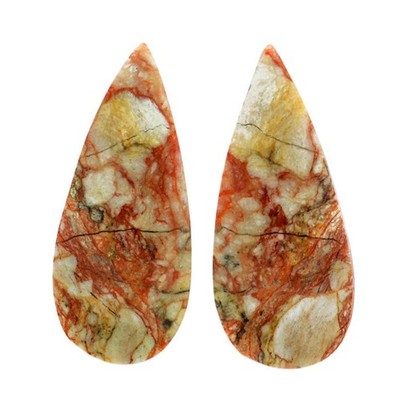 Natural Leopard Skin Jasper Pair 13.3x30.85x4.5 mm Pear Gemstone LS30-07016