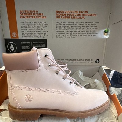 Light Pink Leather Womens Timberland 6-Inch Premium waterproof boots size 7