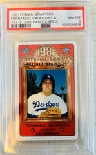 1981 PERMA-GRAPHICS ALL-STAR CREDIT CARD FERNANDO VALENZUELA RC PSA 8