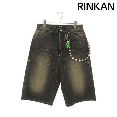 FF FAF NEWCOMMUNE BAGGY DENIM SHORTS Chained Washed Men's 3 Used 033414b475d1ff0