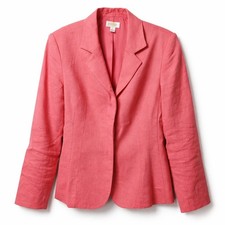 TALBOTS Petites Linen Blend Structured Blazer Sz 6 Rose Preppy Business Casual