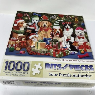 Bits And Pieces 1000 Piece Puzzle 100% Complete Dogs  Baxters Christmas Bash 