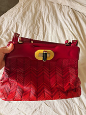 BVLGARI Serpenti Red Chevron Pleated Shoulder/Crossbody Bag Turn-Lock