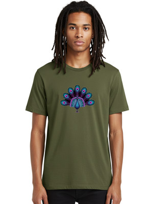 Peacock-30 Mens Graphic Tee, 100% Cotton, Casual Summer Wear
