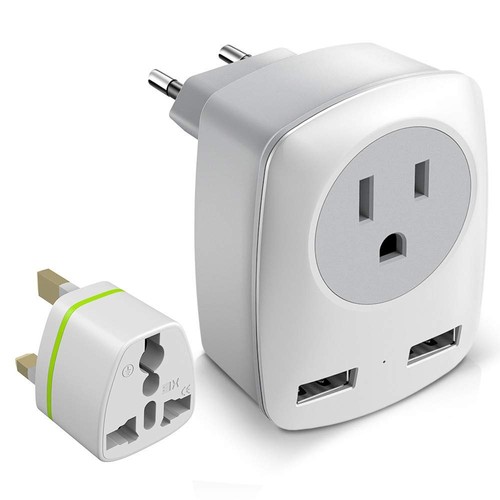 European Travel Plug Adapter, The US to Europe & UK Power Outlet Converter, U...