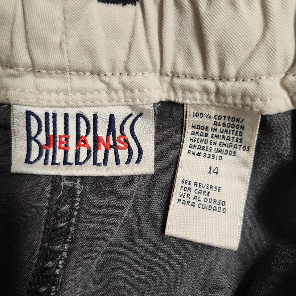 Falda negra vintage Bill Blass para mujer 14 botones de mezclilla bolsillos delanteros línea A años 90 Foto 3 de 4