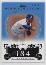 2008 Moments & Milestones Blue 6/10 Pedro Martinez (1999 AL Cy Young 313 Ks) 0l2