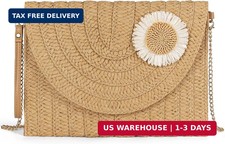 Straw Clutch Purse for Women: Summer Small Crossbody Beach Bags, Lightweight Wov