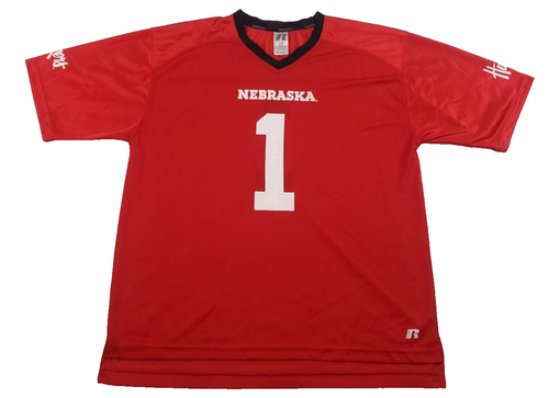 Nebraska Cornhuskers #1 Football Jersey Adult Large Red Russell Athletic Huskers - Picture 1 of 9