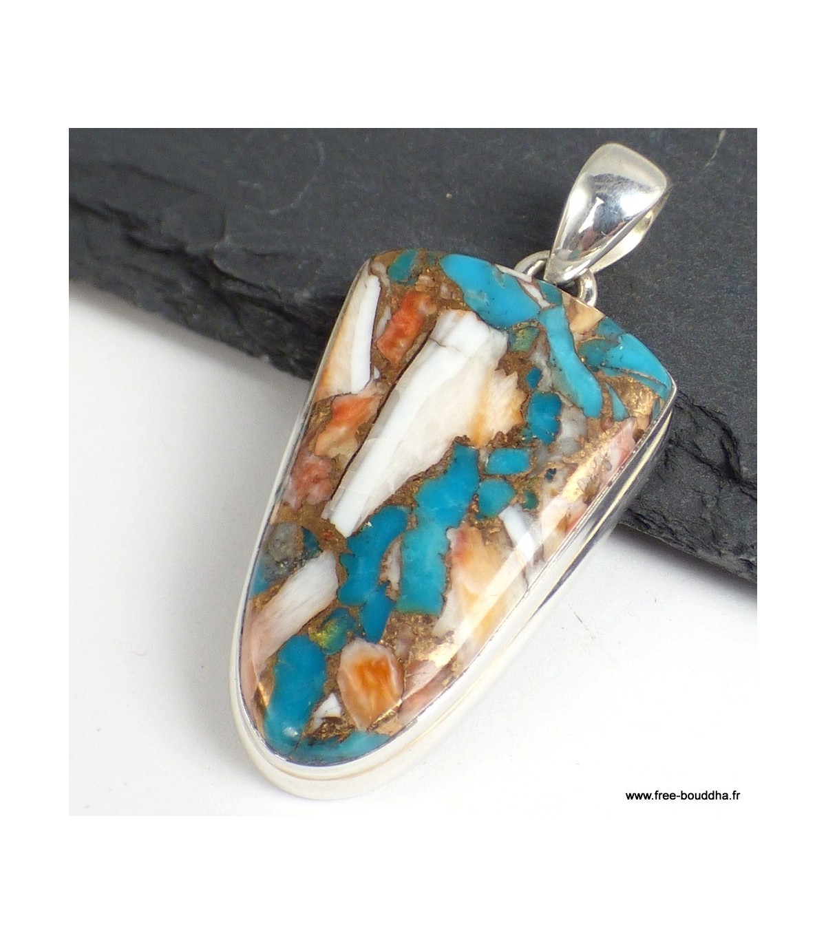Pendentif turquoise spiny oyster cadeau unique anniversaire AW36.3